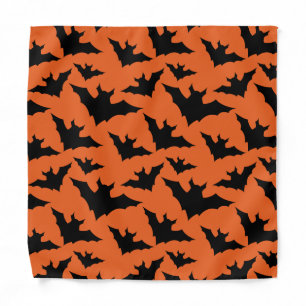 Halloween black bats orange cool spooky pattern bandana