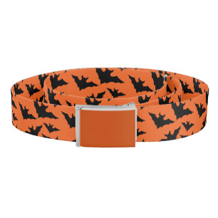 Halloween black bats orange cool spooky pattern belt