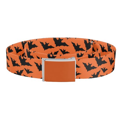Halloween black bats orange cool spooky pattern belt