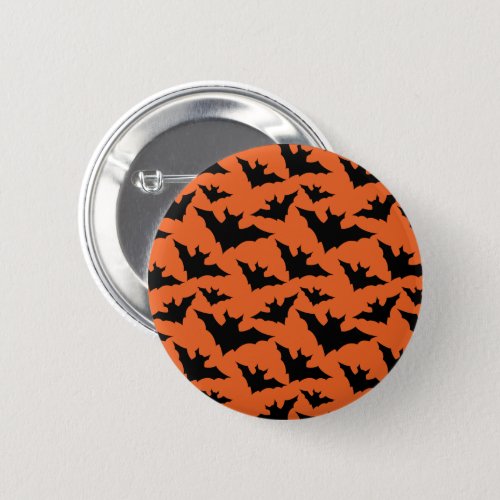 Halloween black bats orange cool spooky pattern button
