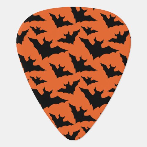 Halloween black bats orange cool spooky pattern guitar pick