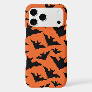 Halloween black bats orange cool spooky pattern iPhone 17 pro max case