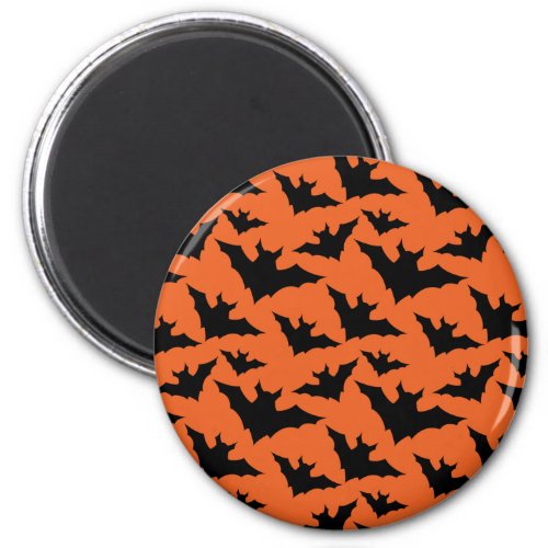 Halloween black bats orange cool spooky pattern magnet