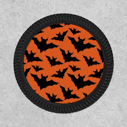 Halloween black bats orange cool spooky pattern patch
