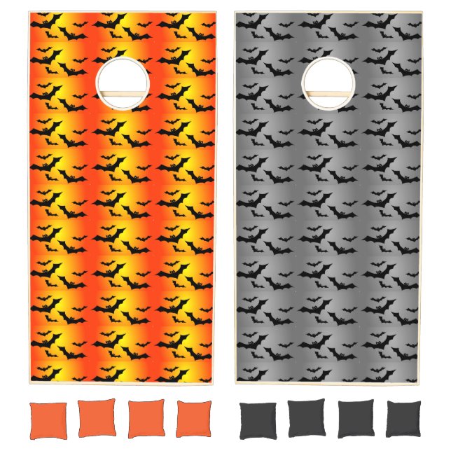 Halloween black bats pattern cornhole set (Set)