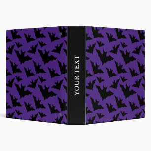Halloween black bats purple cool spooky pattern 3 ring binder