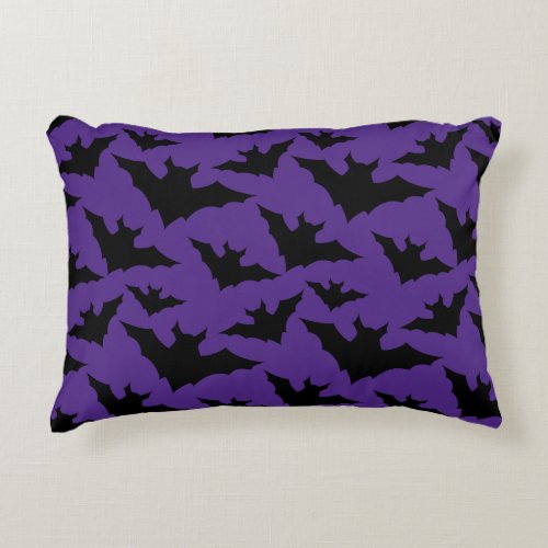 Halloween black bats purple cool spooky pattern accent pillow