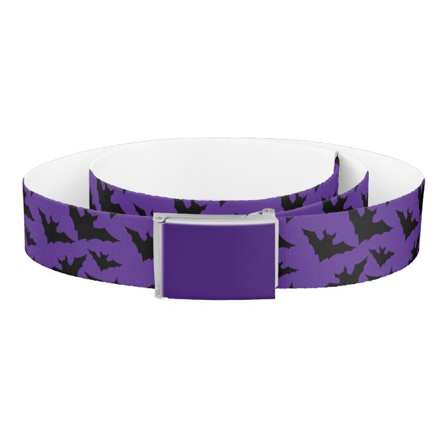 Halloween black bats purple cool spooky pattern belt (Coil)