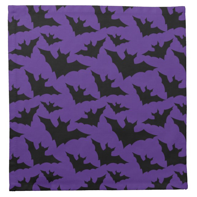 Halloween black bats purple cool spooky pattern cloth napkin (Front)