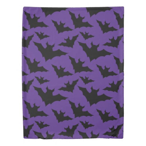 Halloween black bats purple cool spooky pattern duvet cover