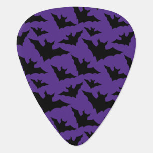 Halloween black bats purple cool spooky pattern guitar pick