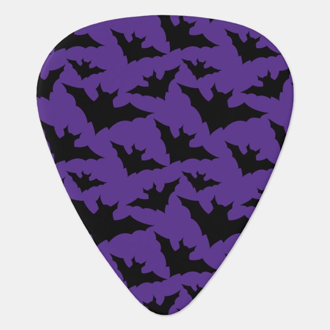Halloween black bats purple cool spooky pattern guitar pick (Front)