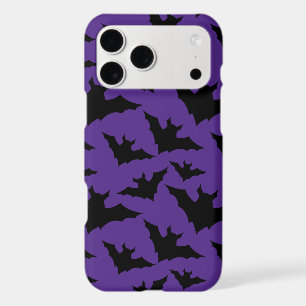 Halloween black bats purple cool spooky pattern iPhone 17 pro max case