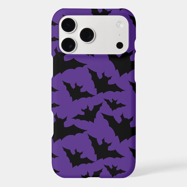 Halloween black bats purple cool spooky pattern iPhone case (Back)