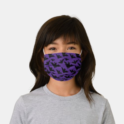 Halloween black bats purple cool spooky pattern kids cloth face mask