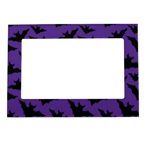 Halloween black bats purple cool spooky pattern magnetic frame
