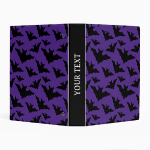 Halloween black bats purple cool spooky pattern mini binder