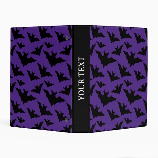 Halloween black bats purple cool spooky pattern mini binder (Background)
