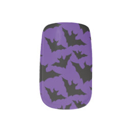 Halloween black bats purple cool spooky pattern minx nail art