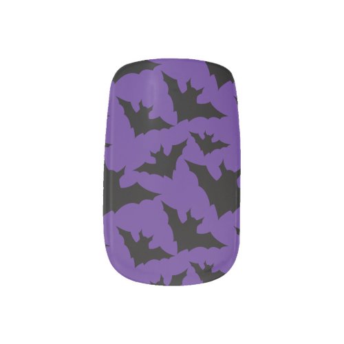 Halloween black bats purple cool spooky pattern minx nail art