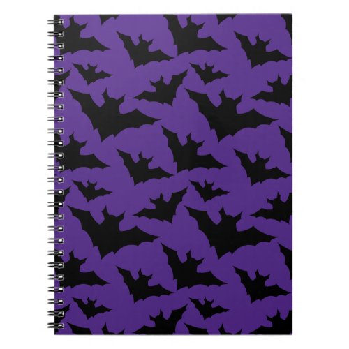 Halloween black bats purple cool spooky pattern notebook