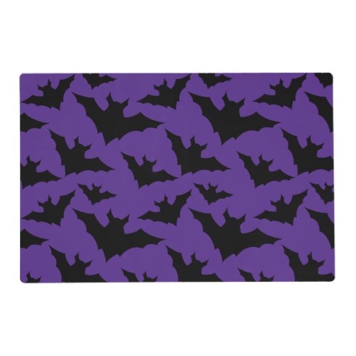 Halloween black bats purple cool spooky pattern placemat