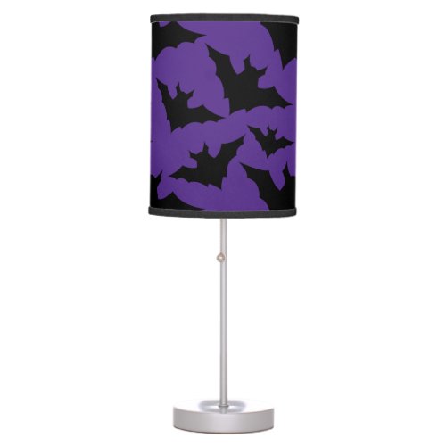 Halloween black bats purple cool spooky pattern table lamp