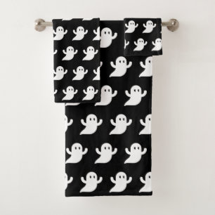 Halloween Black Boo Ghosts Pattern Spooky Scary Bath Towel Set