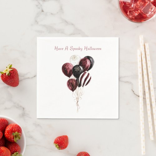 Halloween Black Burgundy Balloons Clown Napkins