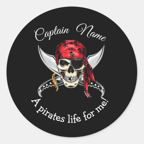 Halloween Black Captain Pirate Legend  Classic Round Sticker