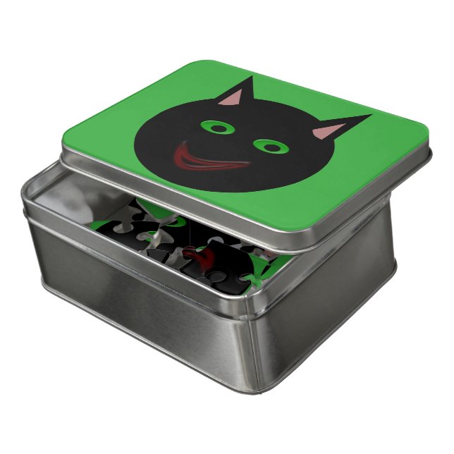 Halloween Black Cat Acrylic Puzzle (Lid Open)
