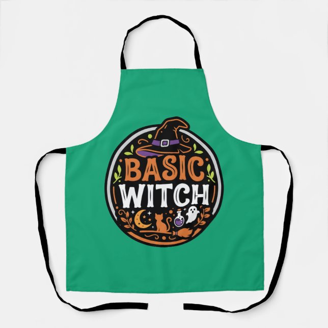 Halloween: black cat and ghost – Basic Witch. Apron (Front)