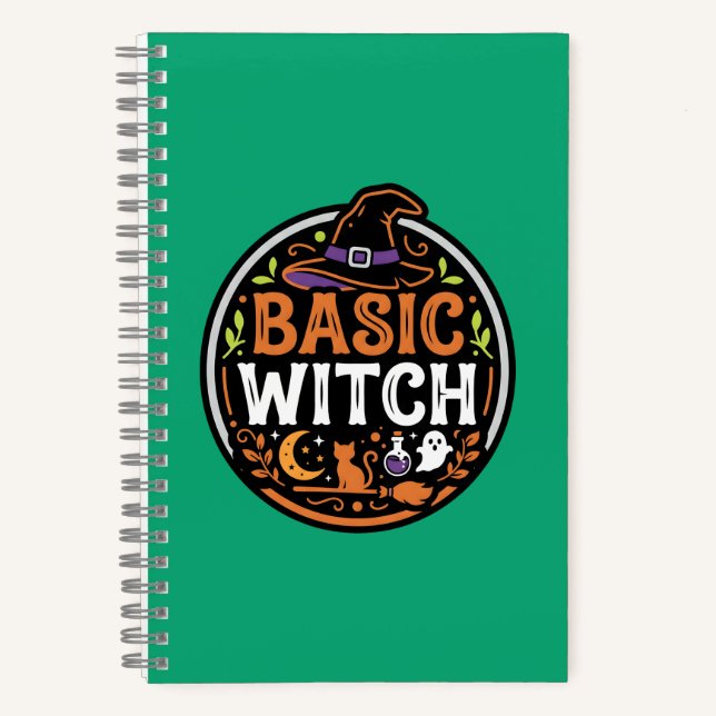Halloween: black cat and ghost – Basic Witch. Notebook (Front)