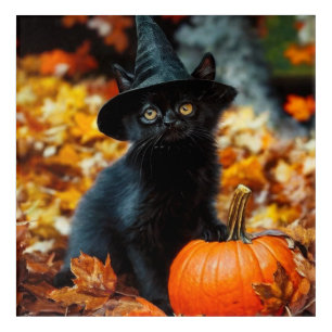 Halloween Black Cat and Pumpkin Acrylic Print