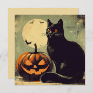 Halloween Black Cat and Pumpkin Card