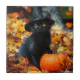 Cat Paddle Design Halloween Black Cat and Pumpkin Ceramic Tile | Zazzle