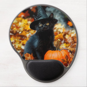 Halloween Black Cat and Pumpkin Gel Mouse Pad