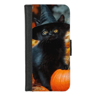 Halloween Black Cat and Pumpkin iPhone 8/7 Wallet Case
