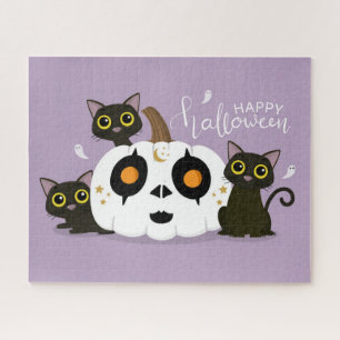 Halloween Black Cat and Pumpkin Jigsaw Puzzle