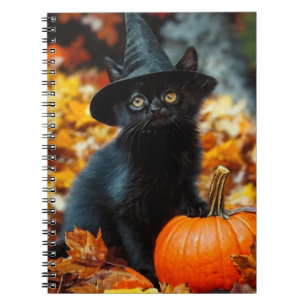 Halloween Black Cat and Pumpkin Notebook