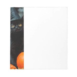Halloween Black Cat and Pumpkin Notepad