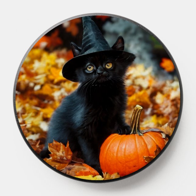 Halloween Black Cat and Pumpkin PopSocket (Popsocket)