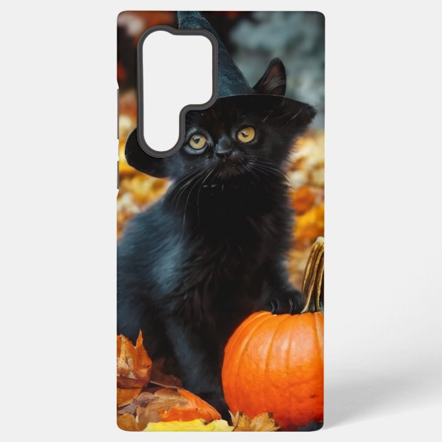 Halloween Black Cat and Pumpkin Samsung Galaxy Case (Back)