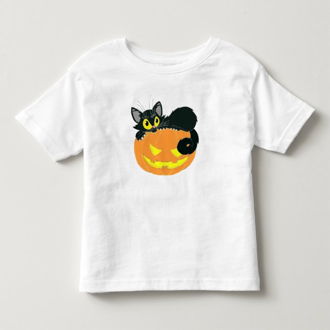 Halloween Black Cat and Pumpkin Toddler T-shirt (Front)