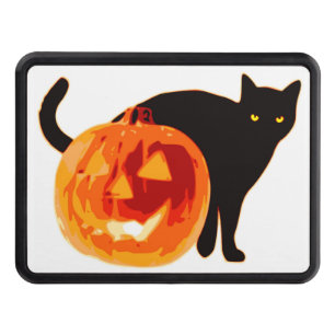 HALLOWEEN BLACK CAT AND PUMPKIN TOW HITCH COVER