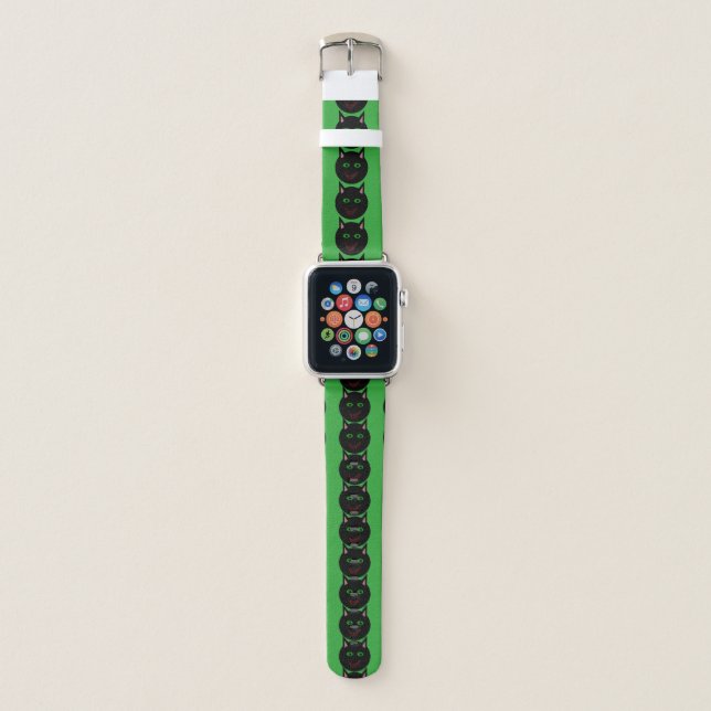 Halloween Black Cat Apple Watch Band (Front)