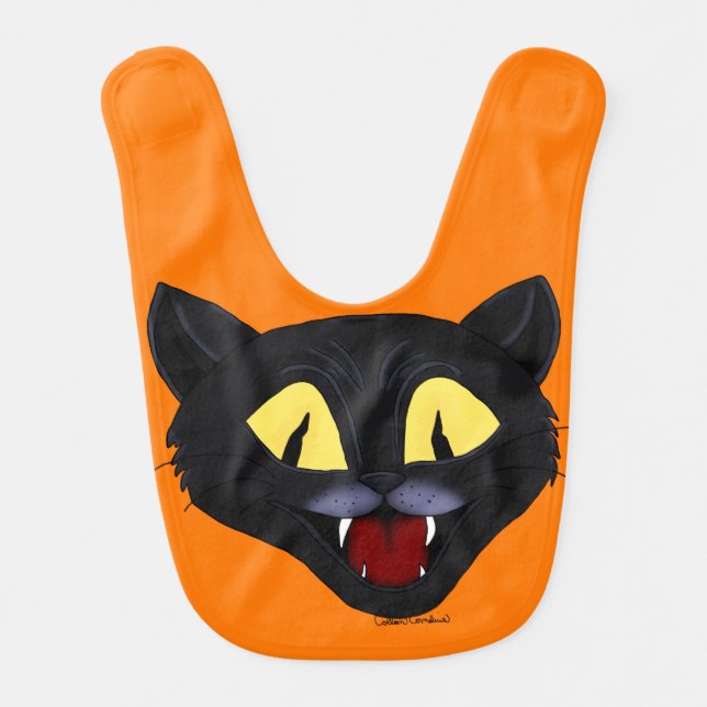 Halloween Black Cat Baby Bib (Front)