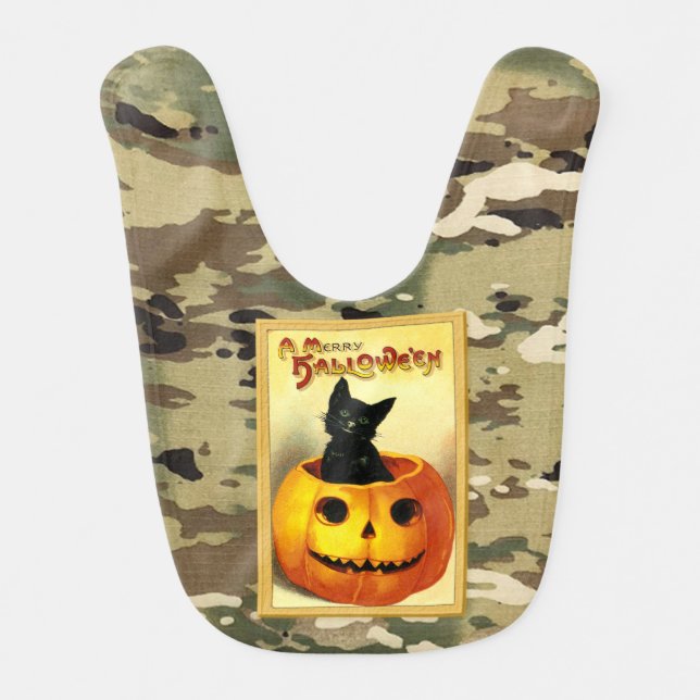 Halloween Black Cat  Baby Bib (Front)
