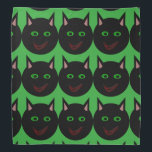 Halloween Black Cat Bandana<br><div class="desc">This awesome bandana features a black cat with pointed ears, bright green eyes and a sly red grin. This creepy kitty is perfect for Halloween or for cat lovers.</div>