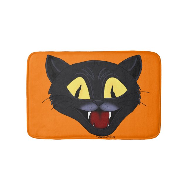 Halloween Black Cat Bath Mat (Front)